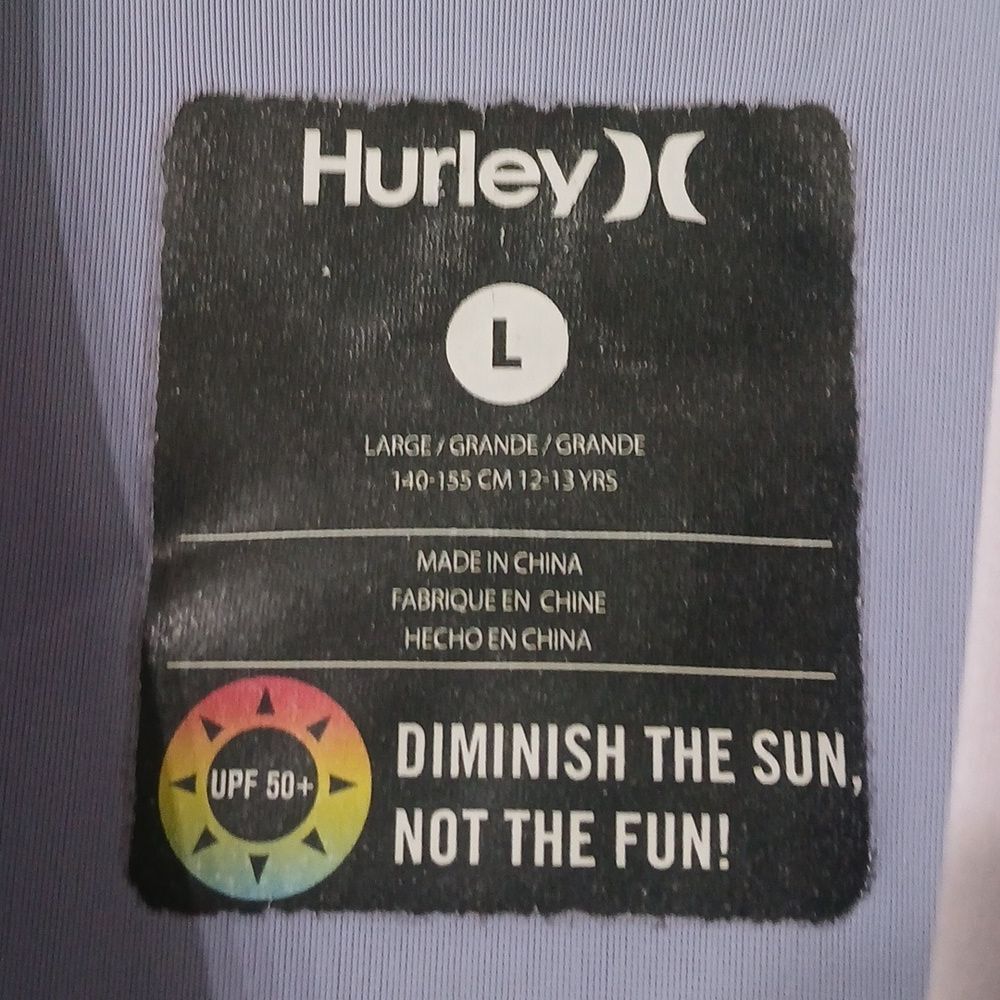 Hurley long sleeve UPF 50+ swim sun shirt purple and floral print Sz L - Picture 4 of 7